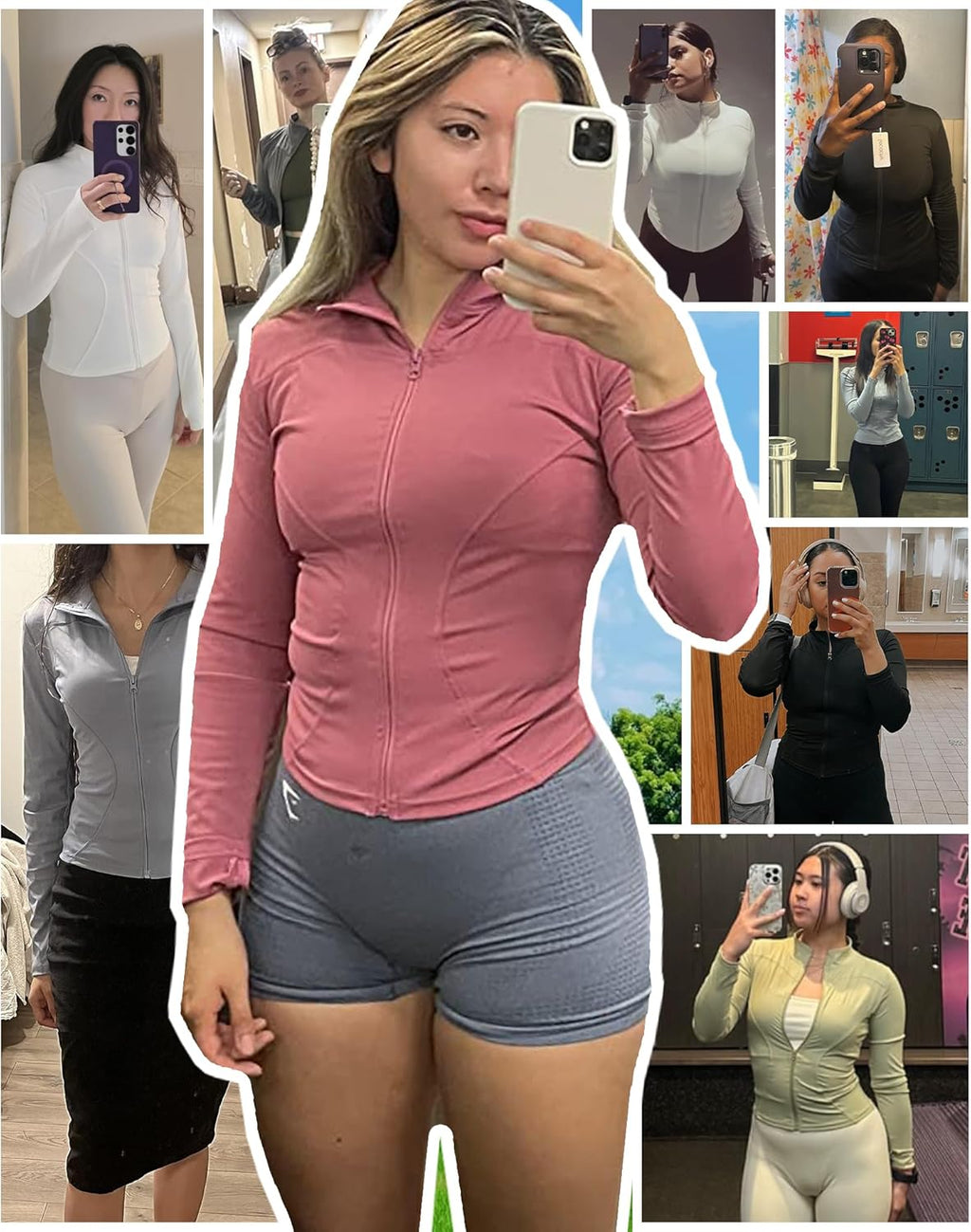 Women'S Lightweight Stretchy Workout Full Zip Running Track Jacket with Thumb Holes